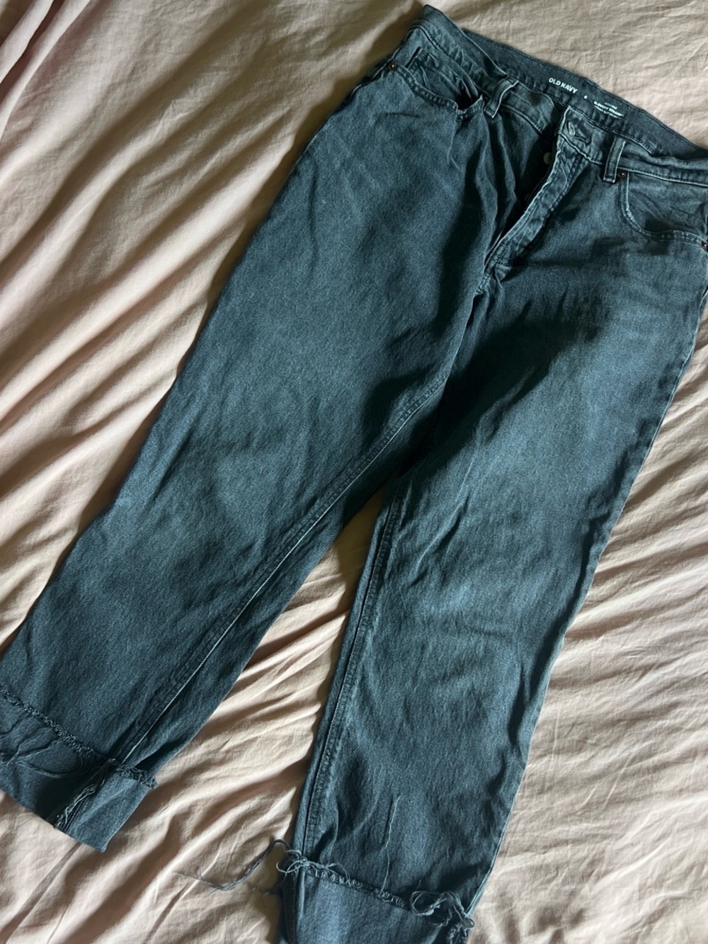 Old Navy Dark Gray High-Rise Slouchy Straight Jeans